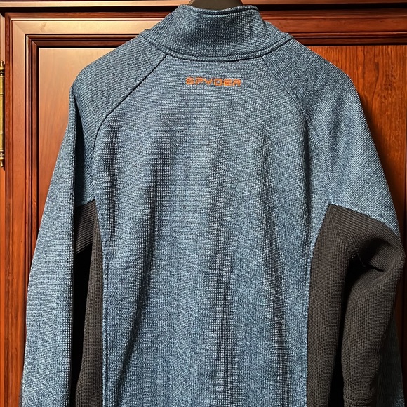 Spyder Awesome Like New Sportswear Sweater Fleece Blue/Orange Full Zipper Jacket - Picture 3 of 8